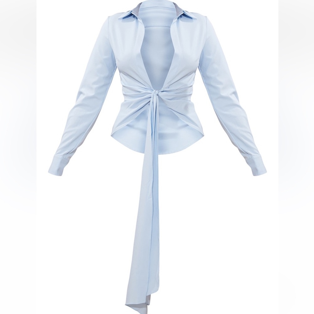 Front tie long sleeve top